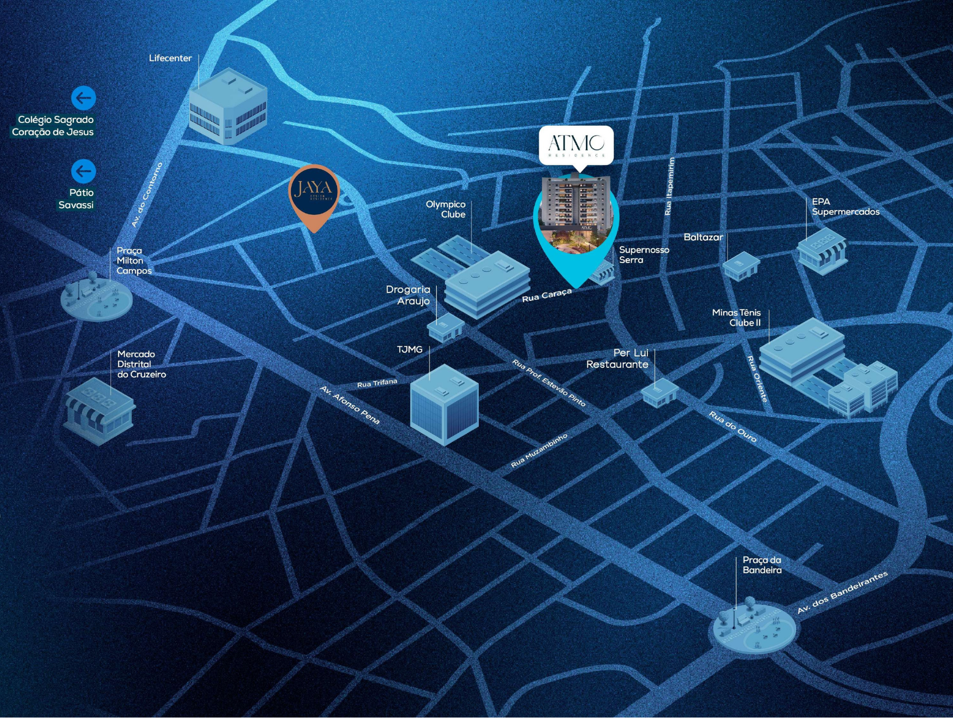 Mapa ilustrado da região do Serra em Belo Horizonte